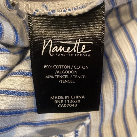 Nanette Lepore size small striped slit bell sleeved blouse with studded details - Picture 8 of 9